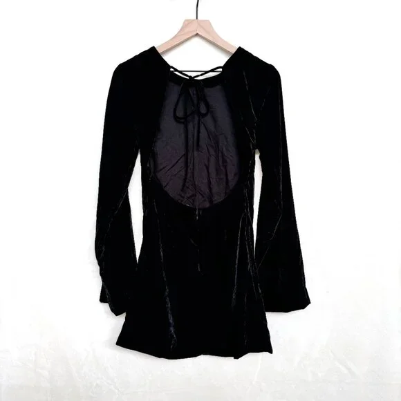 NWOT Free People Chelsey Velvet Open Back Mini Dress - Picture 7 of 8